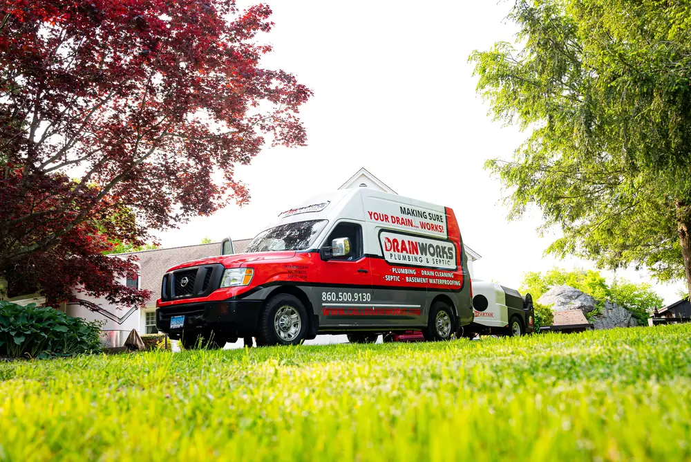 Drainworks service van at a home